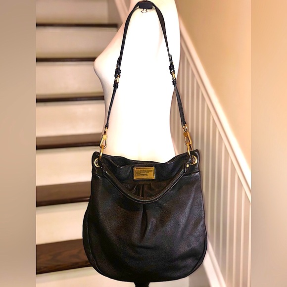 MARC JACOBS Black Tumbled Leather Top Handle Crossbody Women’s Workwear Satchel - Picture 3 of 17